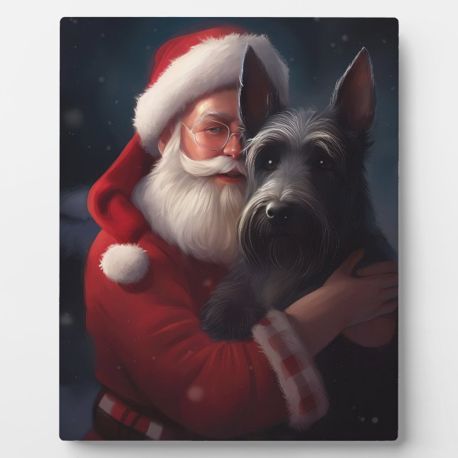 Scottish Terrier Santa Claus Weihnachten Fotoplatte (Vorderseite)