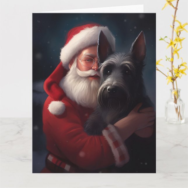 Scottish Terrier Santa Claus Weihnachten Karte (Gelbe Blume)