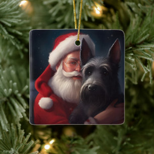Scottish Terrier Santa Claus Weihnachten Keramikornament