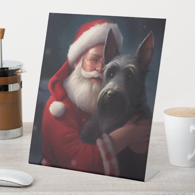 Scottish Terrier Santa Claus Weihnachten Sockelschild (In Situ)