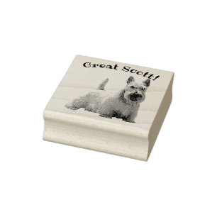Scottish Terrier, schwarz/weiß, Great Scott! Gummistempel