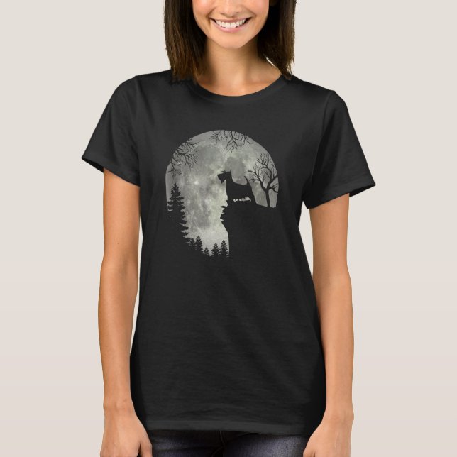 Scottish Terrier Scottie and Moon Halloween T-Shirt (Vorderseite)