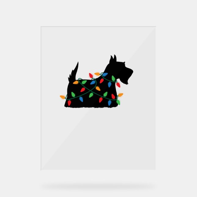 Scottish Terrier Scottie Dog Christmas Lights Gift Acrylschild (Vorderseite)
