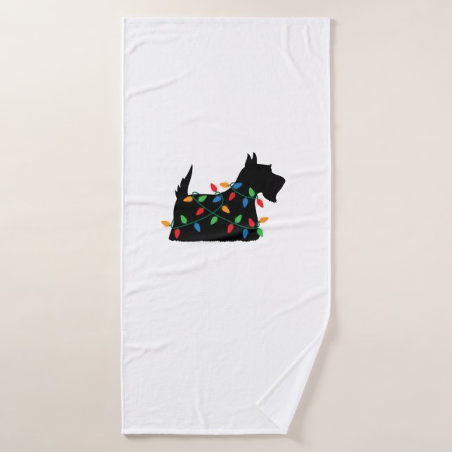 Scottish Terrier Scottie Dog Christmas Lights Gift Badehandtuch (Badehandtuch)