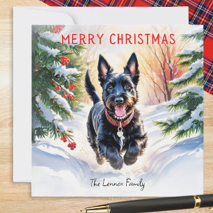 Scottish Terrier Scottie Dog in Snow Christmas Feiertagskarte