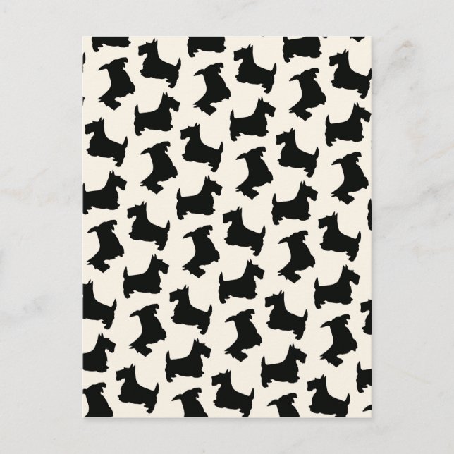 Scottish Terrier Scottie Dog Pattern Black Postkarte (Vorderseite)