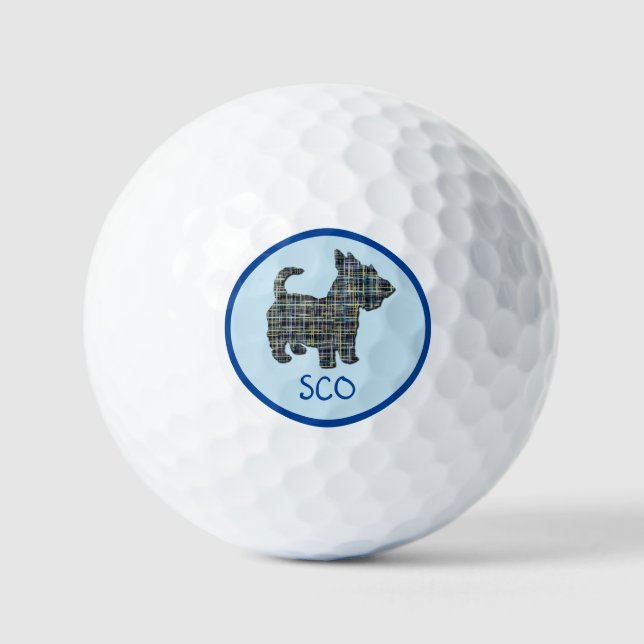 Scottish Terrier Scottie Dog Silhouette Grid Golfball (Vorderseite)