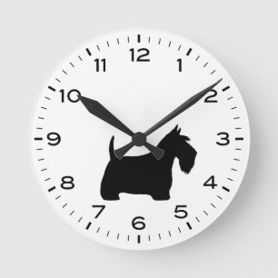 Scottish Terrier Scottie Dog Silhouette Runde Wanduhr