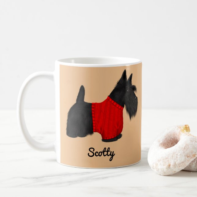 Scottish Terrier (Scotty Dog) in Red Sweater Kaffeetasse (Mit Donut)
