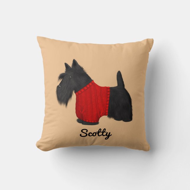 Scottish Terrier (Scotty Dog) in Red Sweater Kissen (Vorderseite)