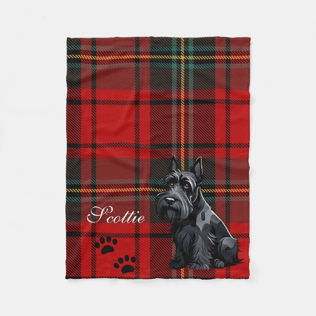 Scottish Terrier (Scotty) Tartan. bearbeitbar Fleecedecke (Vorderseite)