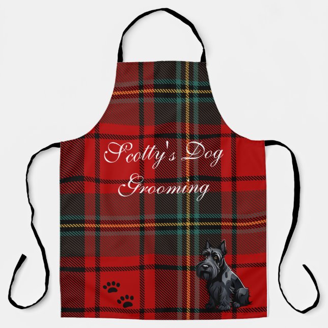 Scottish Terrier (Scotty) Tartan. bearbeitbar Schürze (Vorderseite)