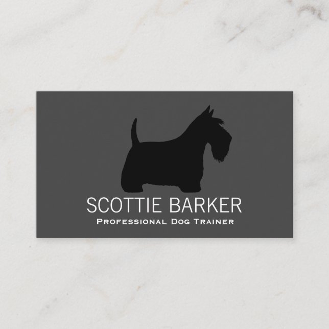 Scottish Terrier Silhouette Black on Gray Scottie Visitenkarte (Vorderseite)