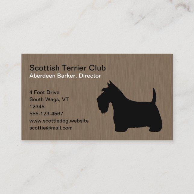 Scottish Terrier Silhouette | Black Scottie Dog Visitenkarte (Vorderseite)
