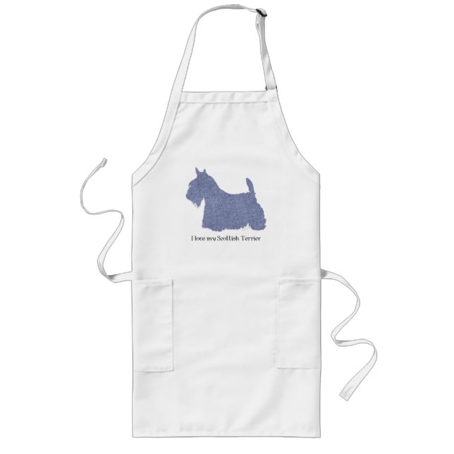 Scottish Terrier Silhouette in Denim Lange Schürze (Vorne)