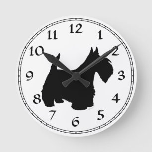 Scottish Terrier Silhouette Runde Wanduhr