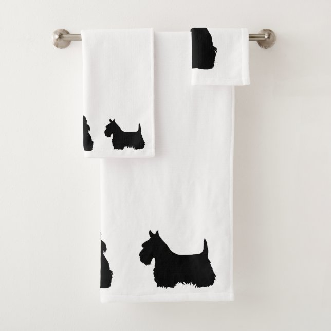 Scottish Terrier/Silhouette - Wählen Sie Ihre eige Badhandtuch Set (Insitu)