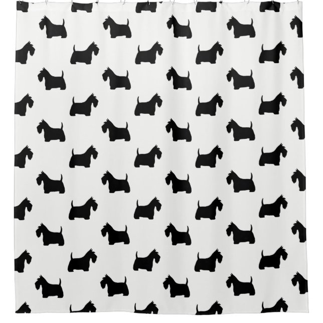 Scottish Terrier Silhouetten Pattern Duschvorhang (Vorderseite)