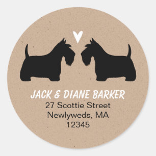 Scottish Terrier Silhouetten Rücksendeadresse Runder Aufkleber