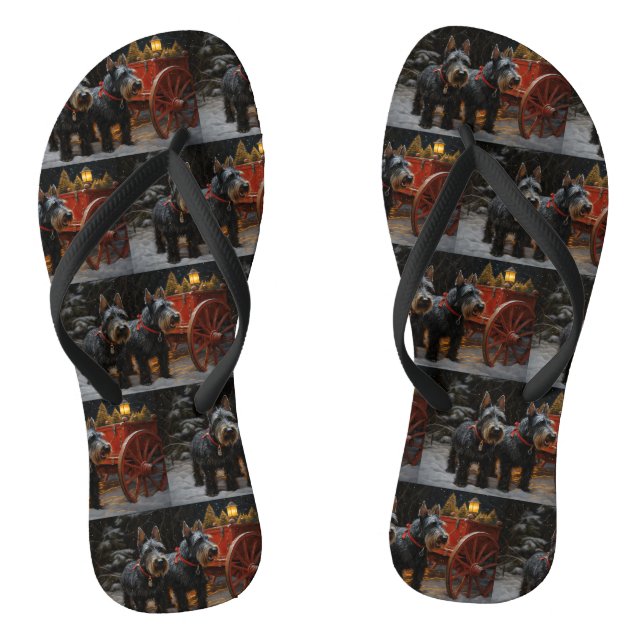 Scottish Terrier Snowy Sleigh Weihnachtsdekor Flip Flops (Fußbett)