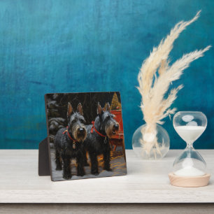 Scottish Terrier Snowy Sleigh Weihnachtsdekor Fotoplatte