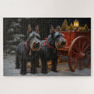 Scottish Terrier Snowy Sleigh Weihnachtsdekor Puzzle