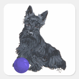 Scottish-Terrier-Spiel mit mir! Quadratischer Aufkleber