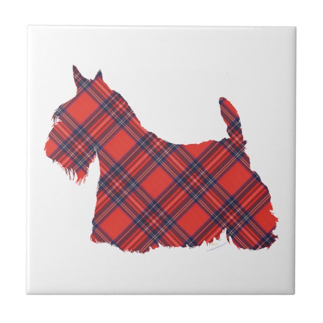 Scottish Terrier Stewart Tartan Fliese (Vorderseite)