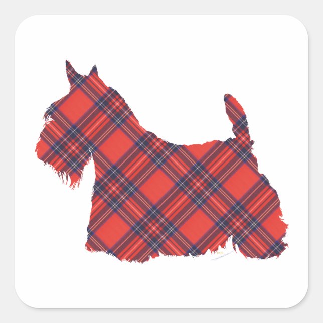 Scottish Terrier Stewart Tartan Quadratischer Aufkleber (Vorderseite)