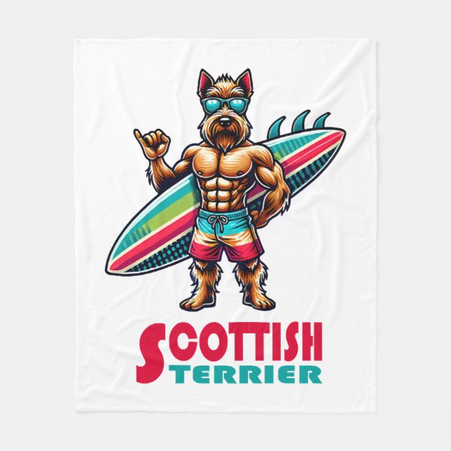 Scottish Terrier Surfer Fleecedecke (Vorderseite)