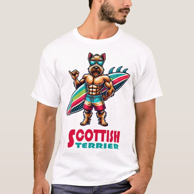 Scottish Terrier Surfer T-Shirt (Vorderseite)