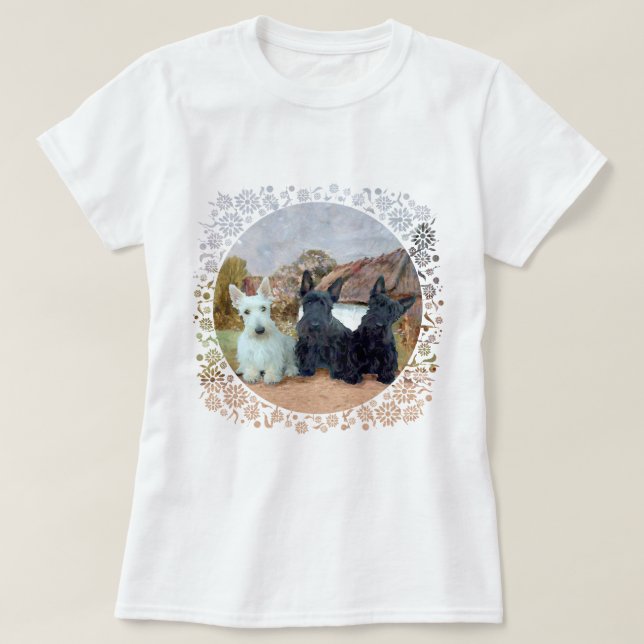 Scottish Terrier Tartan Design T-Shirt (Design vorne)