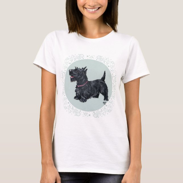Scottish Terrier Tartan Design T-Shirt (Vorderseite)