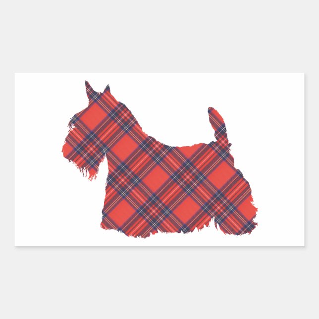 Scottish Terrier Tartan Silhouette Rechteckiger Aufkleber (Vorderseite)