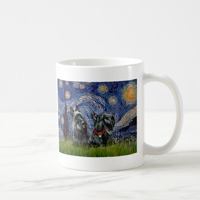 Scottish Terrier (two blk) - Starry Night Tasse (Rechts)