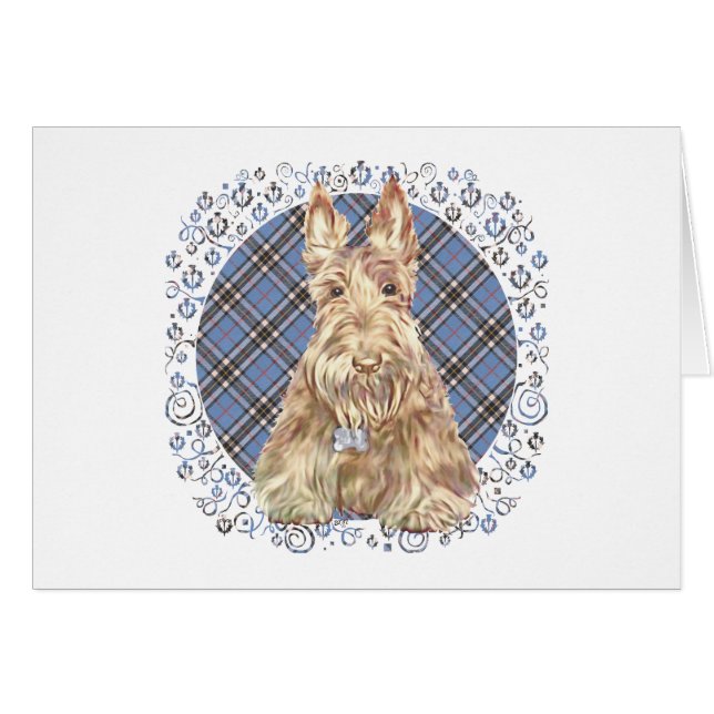 Scottish Terrier über Tartan (Vorderseite (Horizontal))