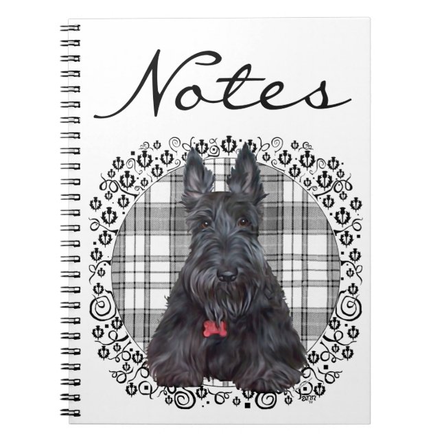 Scottish Terrier über Tartan Notizblock (Vorderseite)