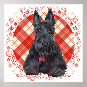 Scottish Terrier über Tartan Poster