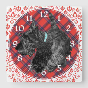 Scottish-Terrier-Uhr Quadratische Wanduhr