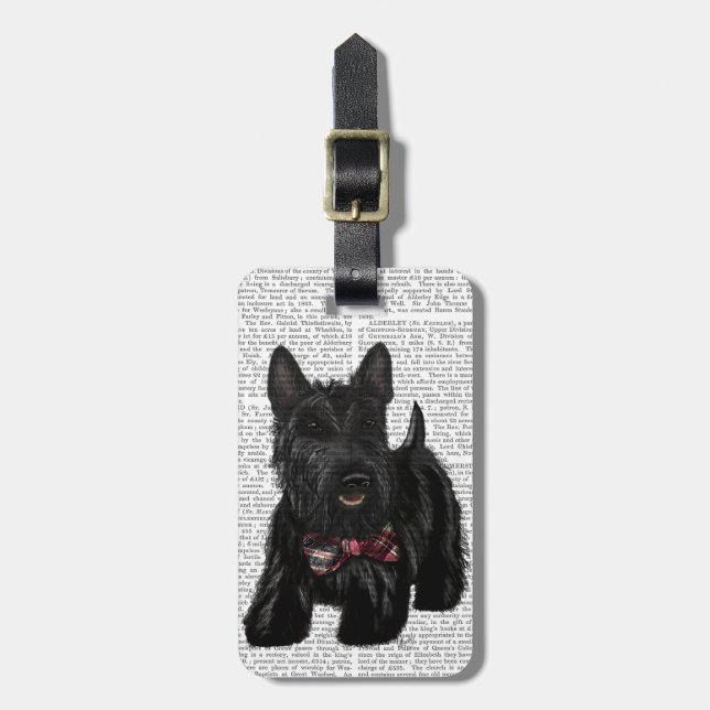 Scottish Terrier und Bow Gepäckanhänger (Vorderseite vertikal)