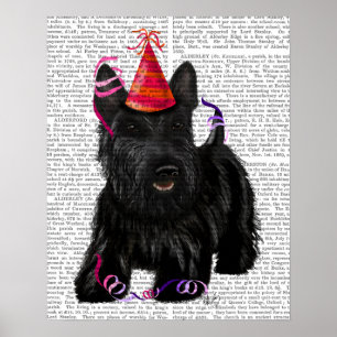 Scottish Terrier und Party Hat Poster