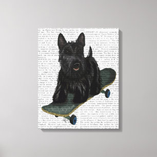 Scottish Terrier und Skateboard Leinwanddruck