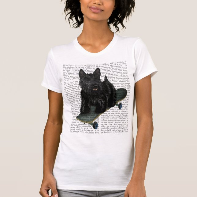 Scottish Terrier und Skateboard T-Shirt (Vorderseite)