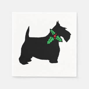 Scottish Terrier und Stechpalme Serviette