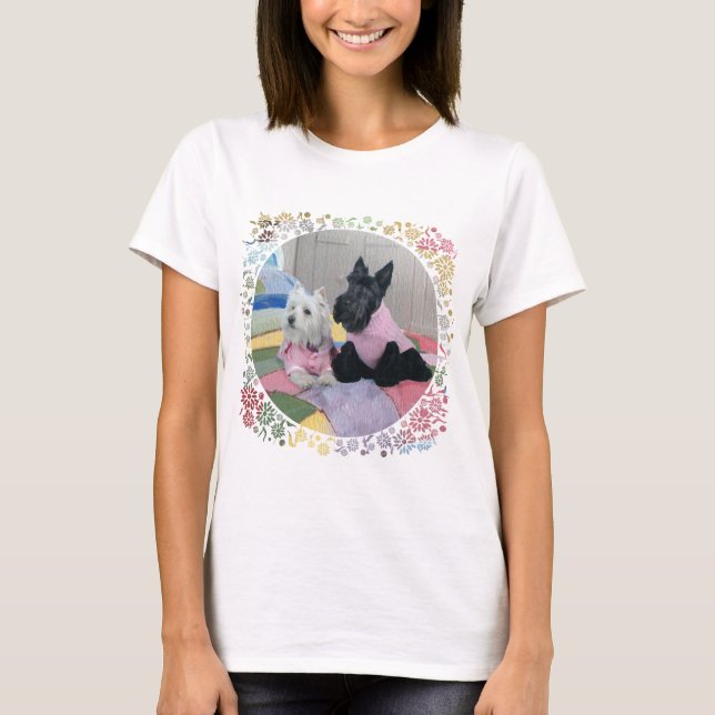 Scottish Terrier und West Highland White Terrier T-Shirt (Vorderseite)