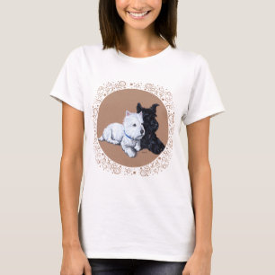 Scottish Terrier und Westie Entwurf T-Shirt