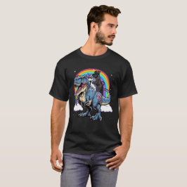 Scottish Terrier Unicorn Riding on T rex Dinosaur T-Shirt