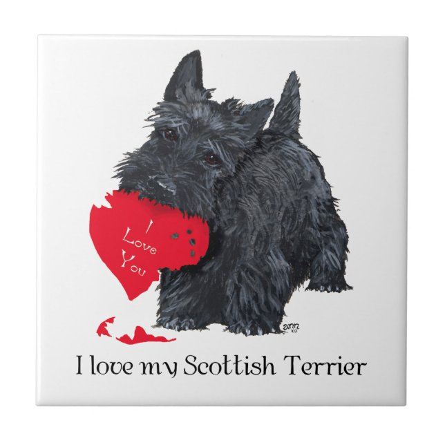 Scottish Terrier Valentine Fliese (Vorderseite)