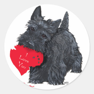 Scottish Terrier Valentine Runder Aufkleber