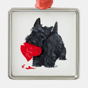 Scottish Terrier Valentine Silbernes Ornament